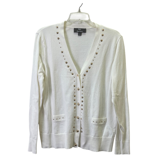 Sweater Cardigan By Dennis Basso Qvc In Cream, Size:L