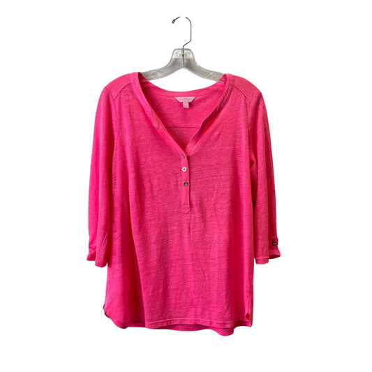 Top 3/4 Sleeve Designer By Lilly Pulitzer In Pink, Size:M