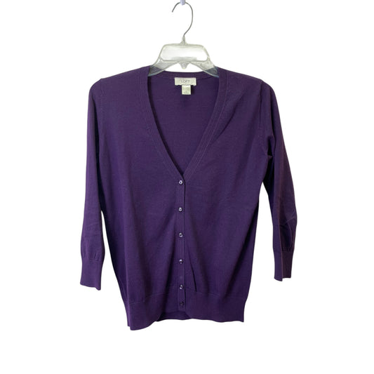 Sweater Cardigan By Loft In Purple, Size:S