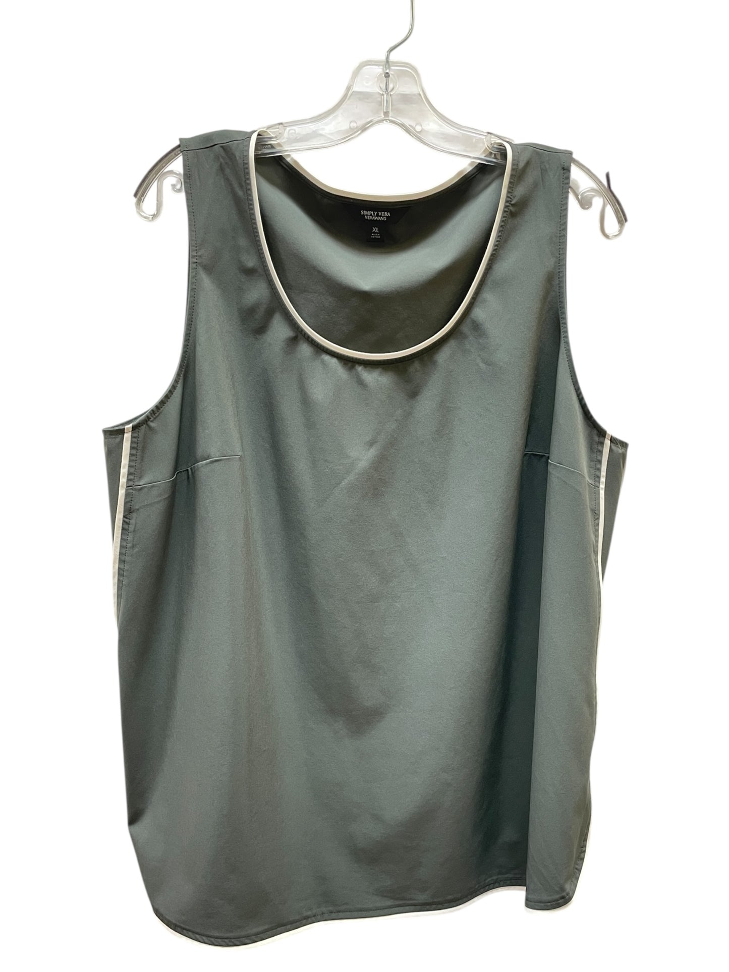 Top Sleeveless Basic By Simply Vera In Grey & White, Size:Xl