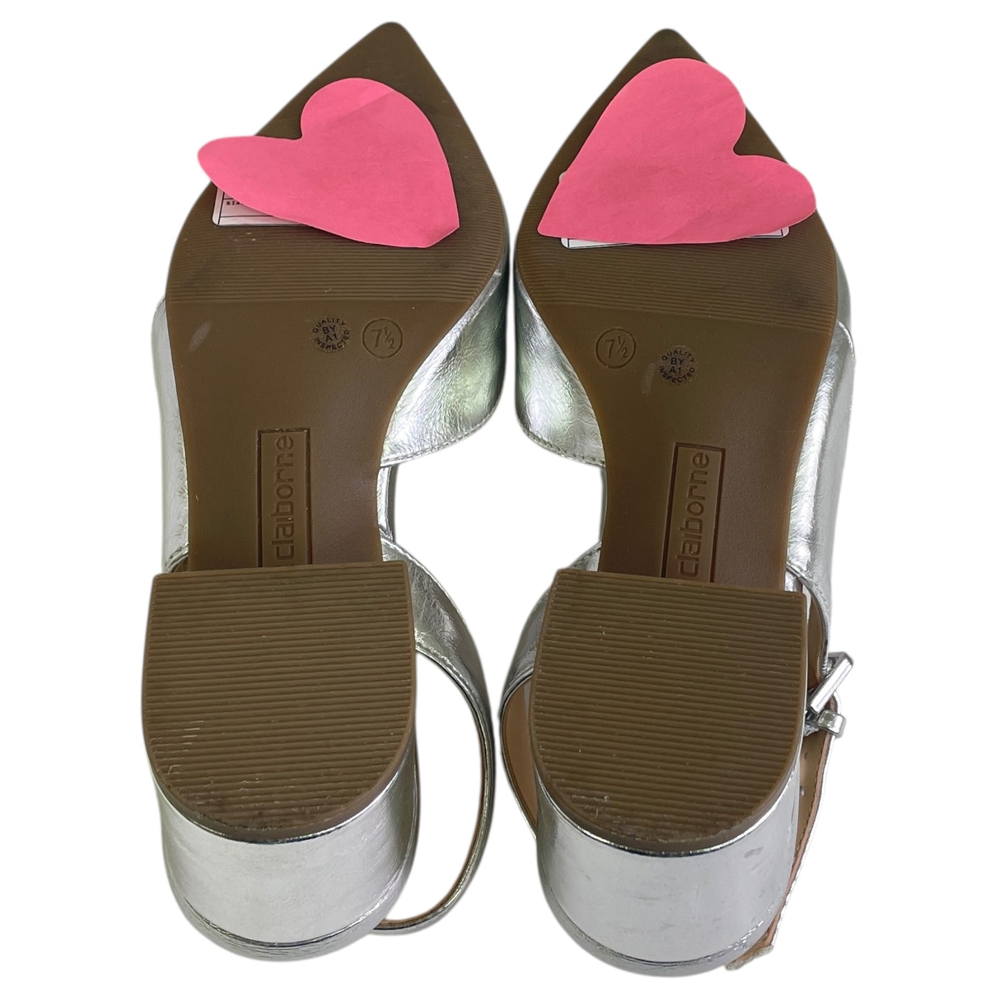 Shoes Heels Kitten By Liz Claiborne In Silver, Size:7.5