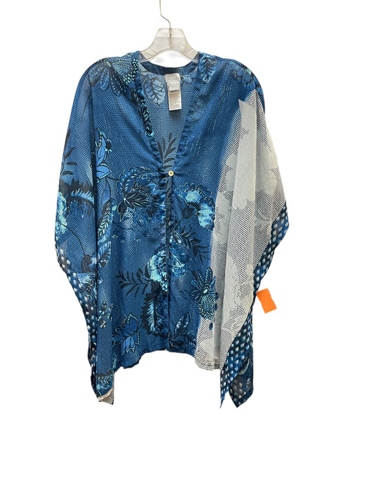 Poncho By Chicos In Black & Blue, Size:S