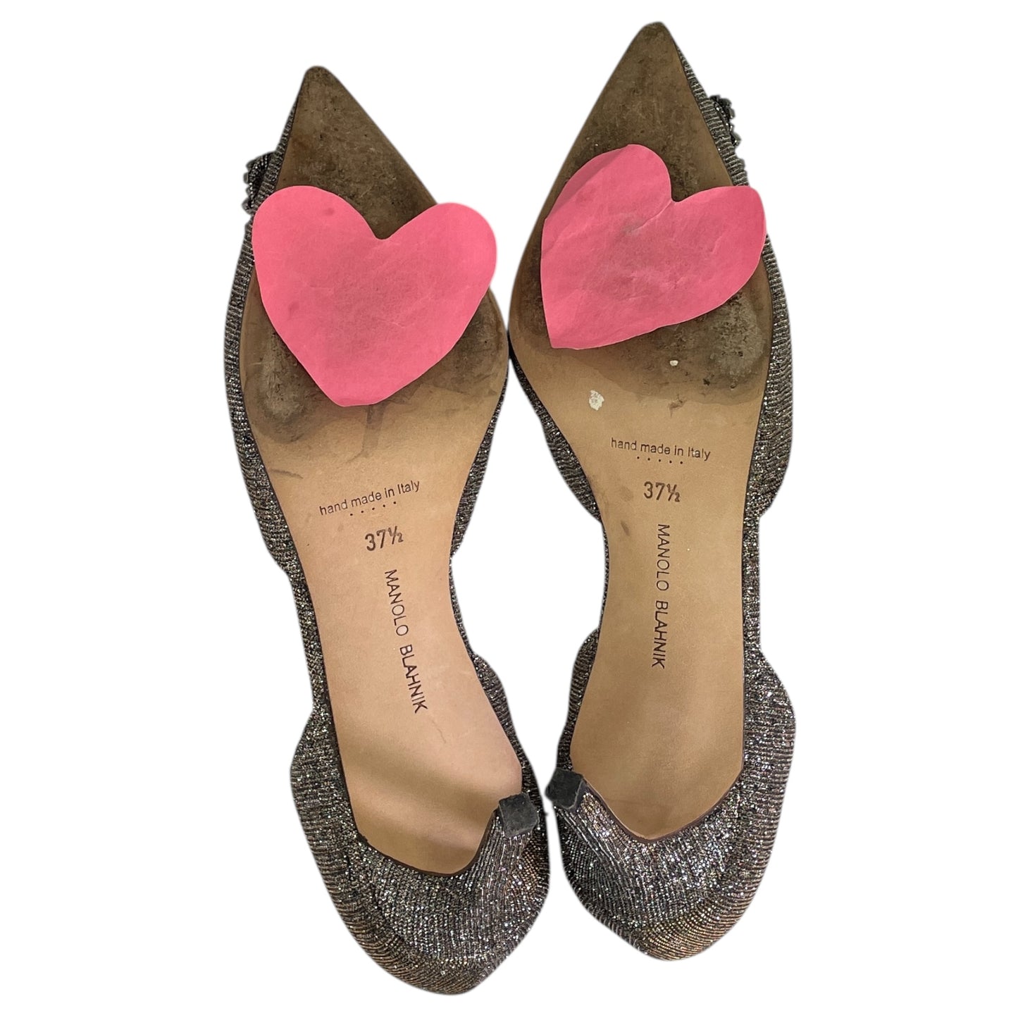 Shoes Luxury Designer By Manolo Blahnik In Gold, Size:7.5