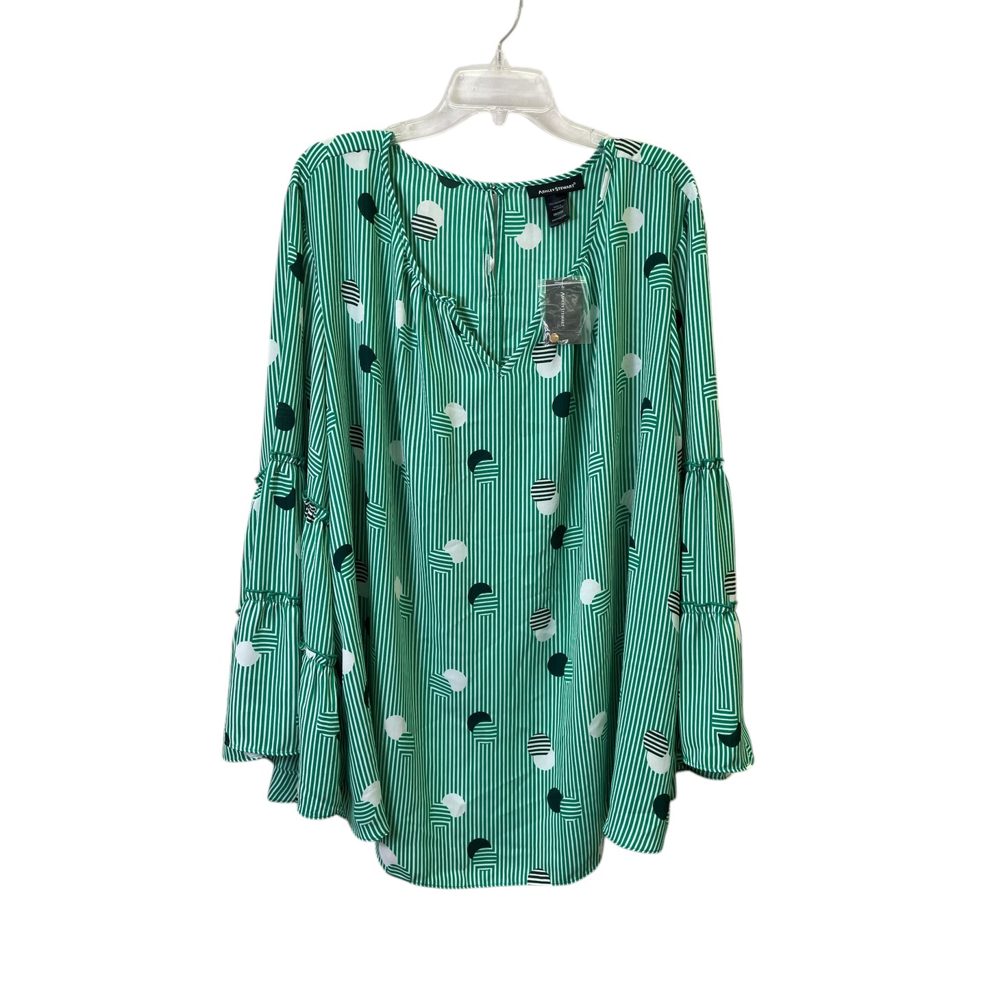 Top 3/4 Sleeve Basic By Ashley Stewart In Green, Size:3X