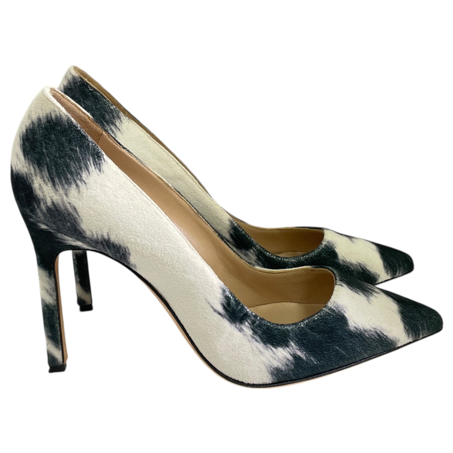 Shoes Luxury Designer By Manolo Blahnik In Black & White, Size:7.5