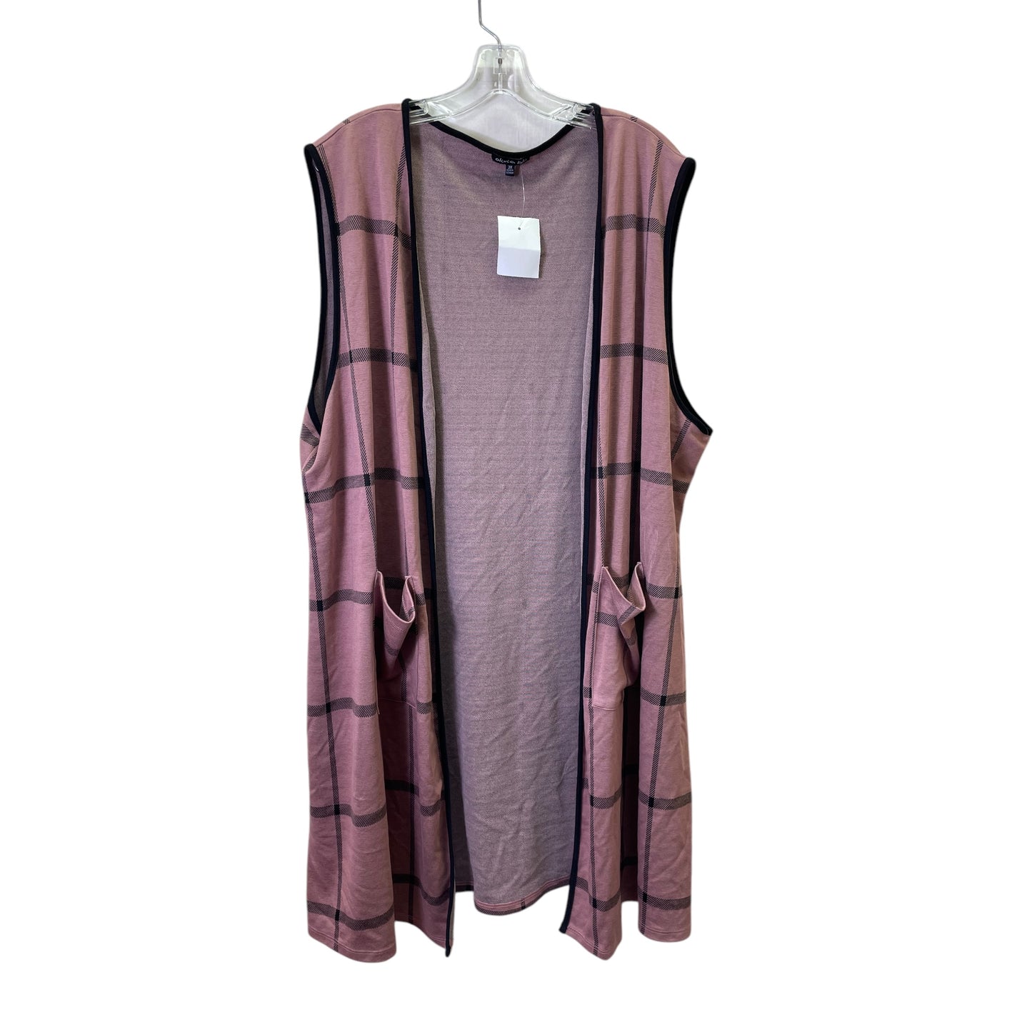 Vest Sweater By Olivia Blu In Pink, Size:3X