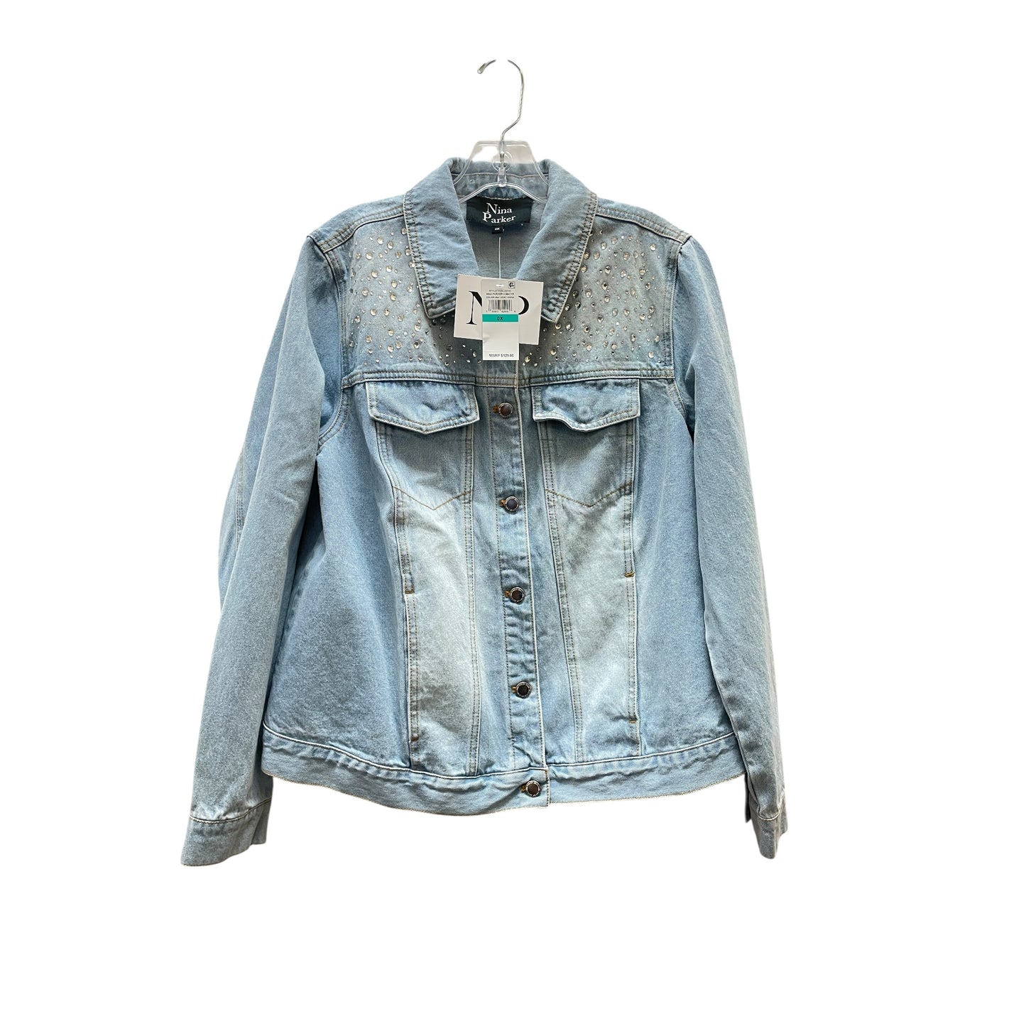 Jacket Denim By Nina Parker In Blue Denim, Size:Xl