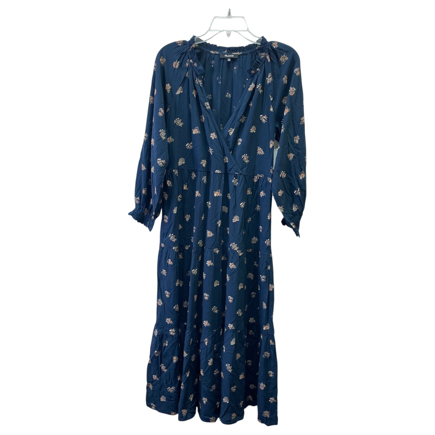 Dress Casual Midi By Madewell In Blue & Tan, Size:Xxs
