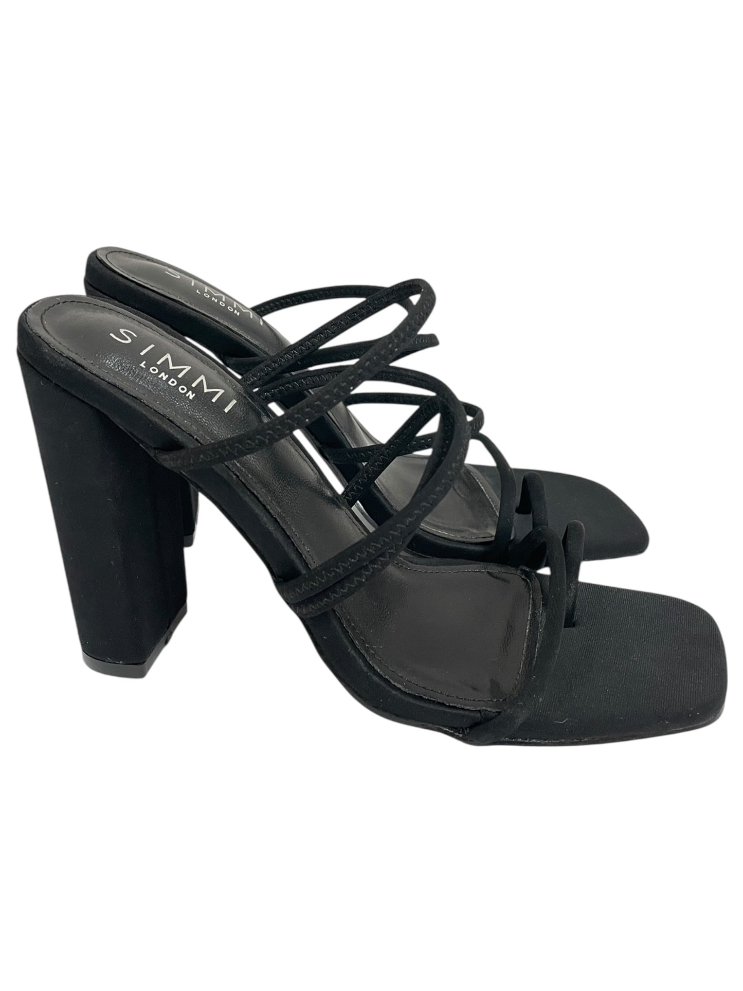 Sandals Heels Block By Clothes Mentor In Black, Size:7