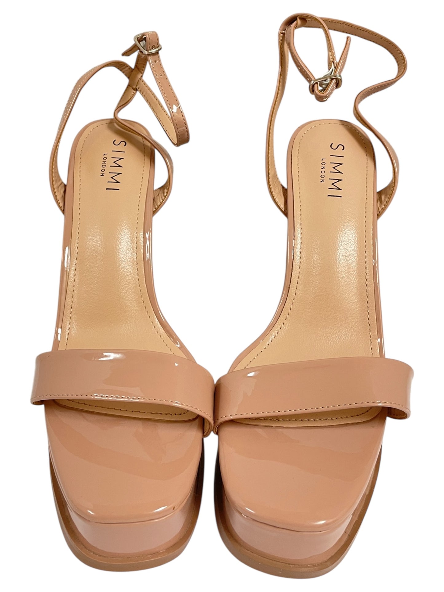 Sandals Heels Block By SIMMI LONDON In Tan, Size:7