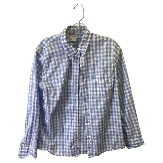 Blouse Ls By J. Crew In Blue & White, Size:L