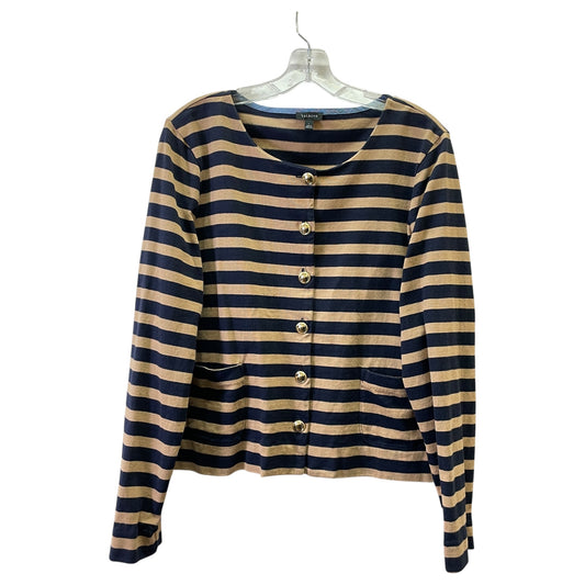 Cardigan By Talbots In Blue & Tan, Size:L