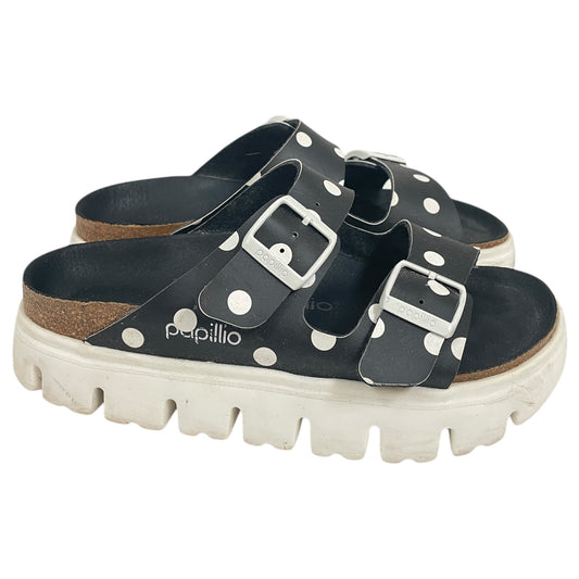 Sandals Heels Platform By Papillion In Black & White, Size:5