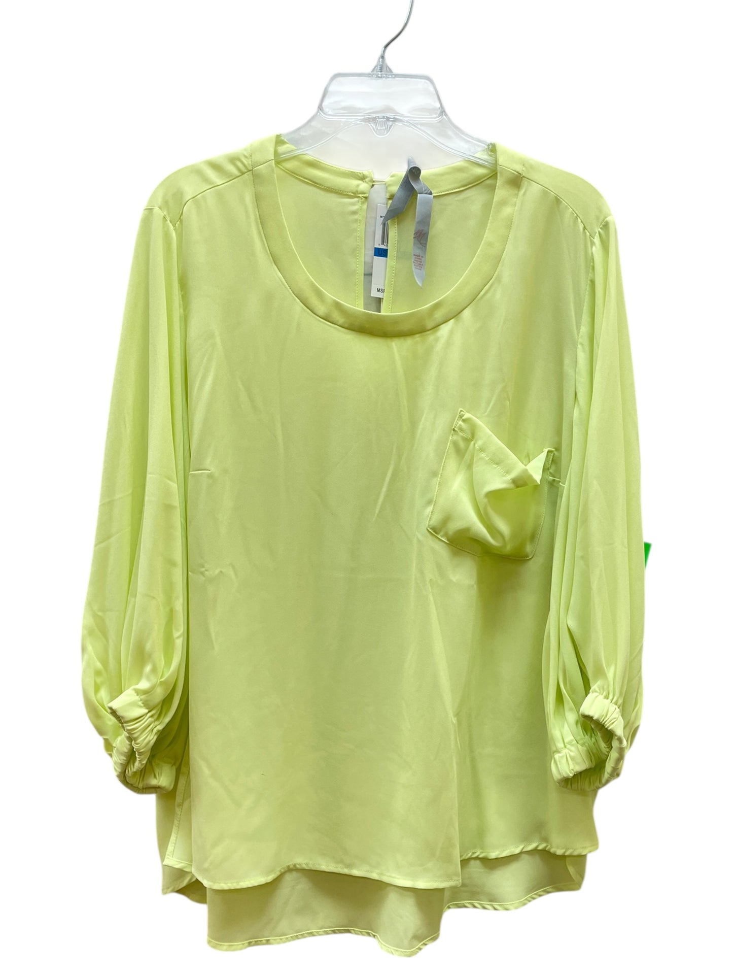 Blouse Ls By Melissa Mccarthy In Green, Size:1X
