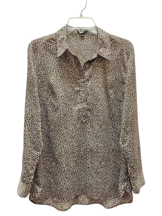 Blouse Ls By Ann Taylor In Animal Print, Size:8