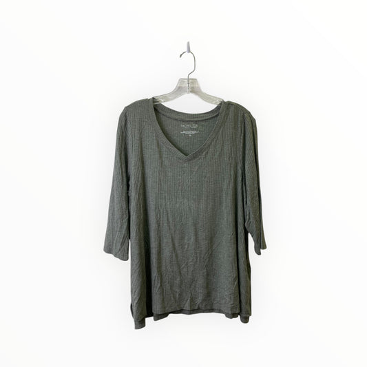 Top 3/4 Sleeve Basic By Rachel Zoe In Green, Size:1X