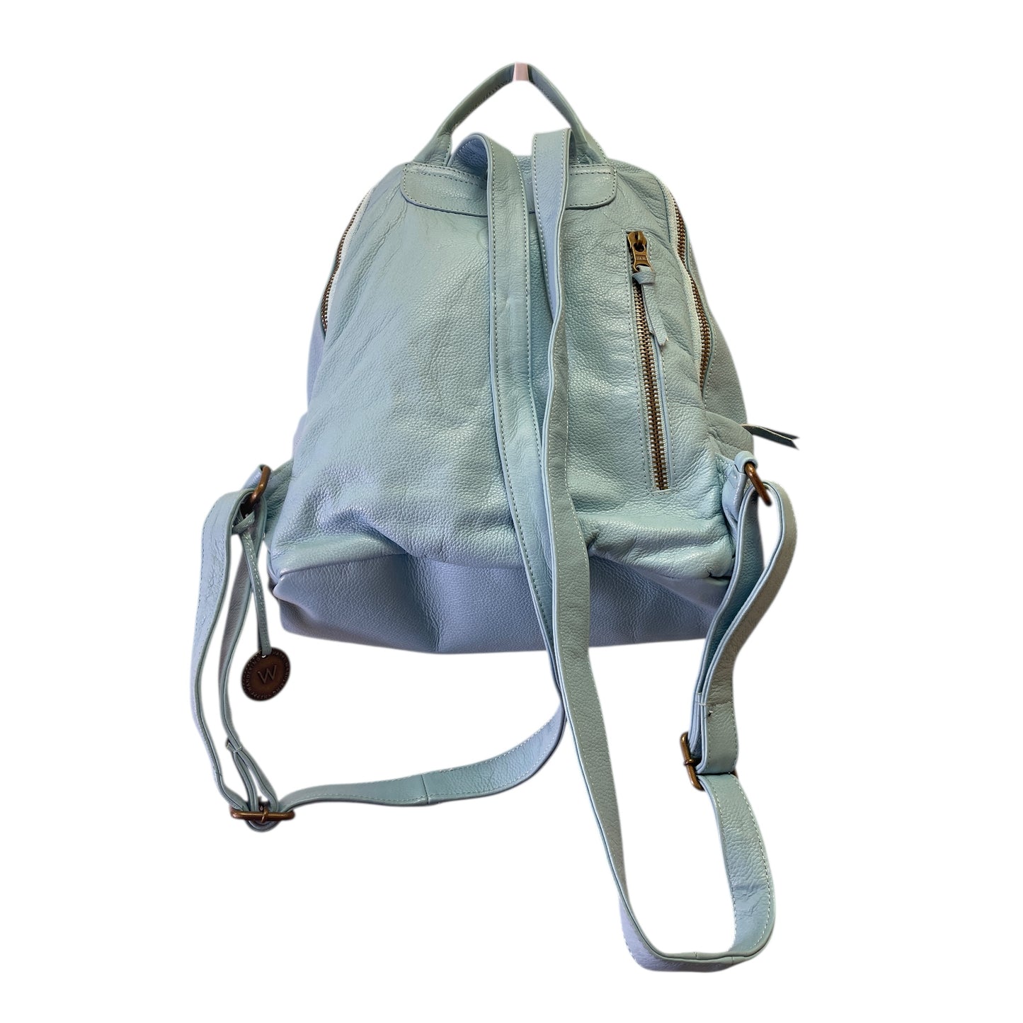 Backpack Leather By Wanderers Travel Co In Blue, Size:Large