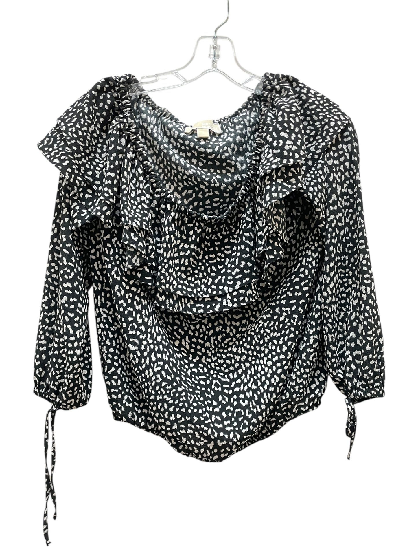 Blouse 3/4 Sleeve By Michael By Michael Kors In Black & White, Size:S