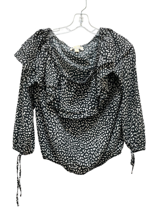 Blouse 3/4 Sleeve By Michael By Michael Kors In Black & White, Size:S