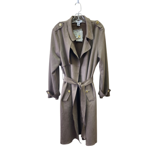 Coat Trench Coat By Magaschoni In Taupe, Size:Xl