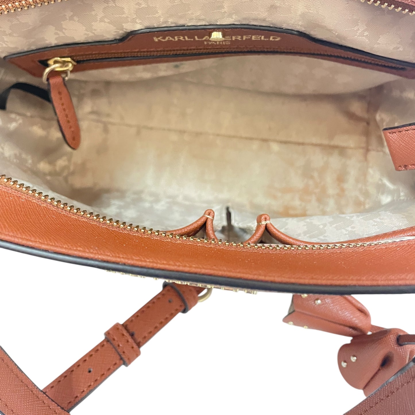 Handbag Designer By Karl Lagerfeld In Brown, Size:Medium