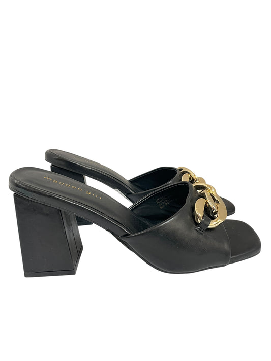 Sandals Heels Block By Madden Girl In Black & Gold, Size:10