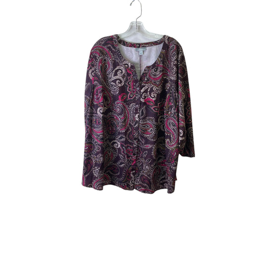 Top 3/4 Sleeve By Catherines In Maroon, Size:2X