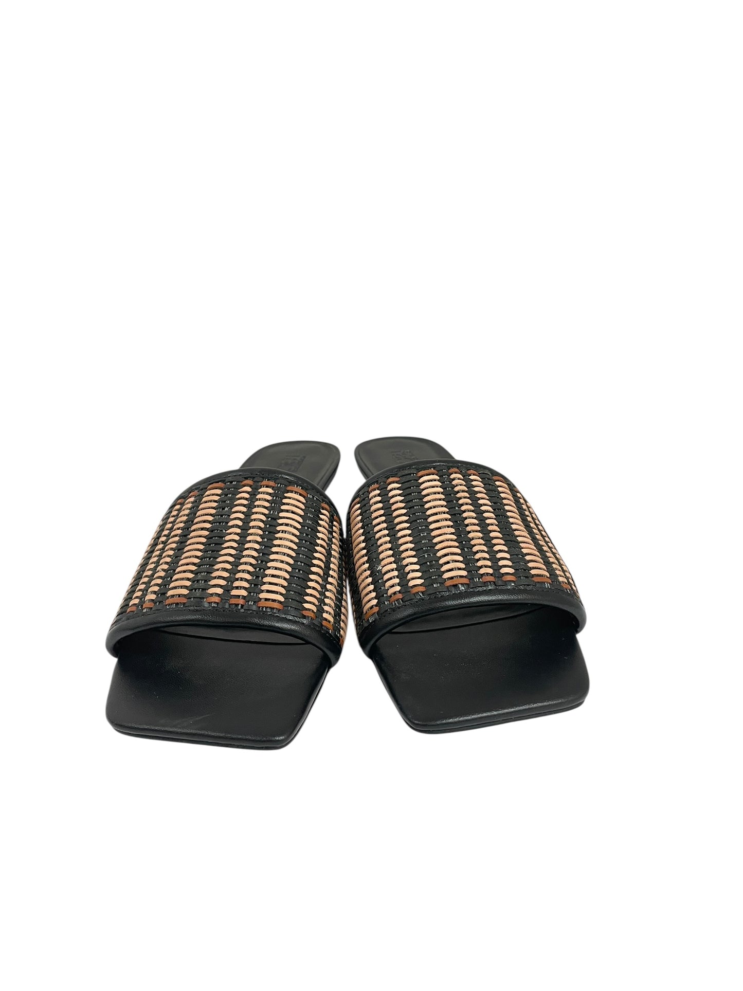 Sandals Heels Kitten By Clothes Mentor In Black & Tan, Size:9