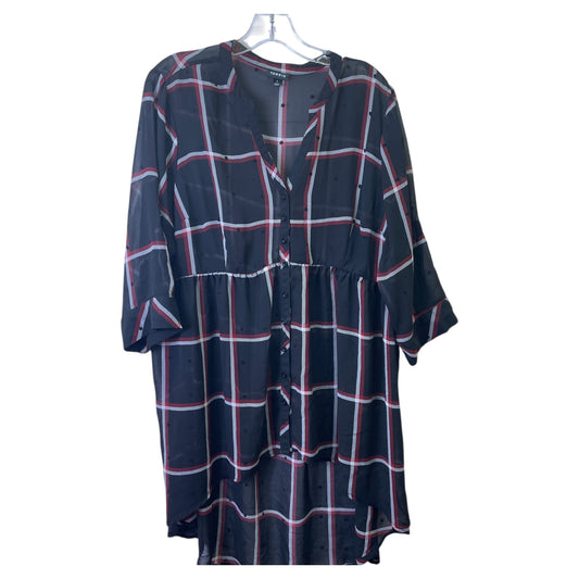 Top 3/4 Sleeve By Torrid In Black & Red, Size:14