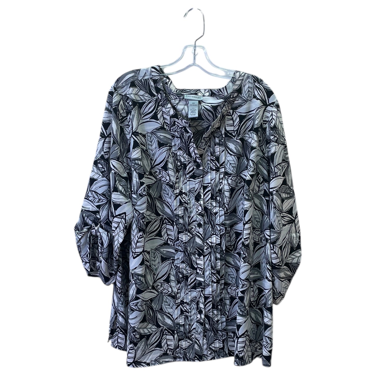 Top 3/4 Sleeve By Catherines In Black & White, Size:2X