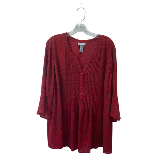Top 3/4 Sleeve By Catherines In Black & Red, Size:2X
