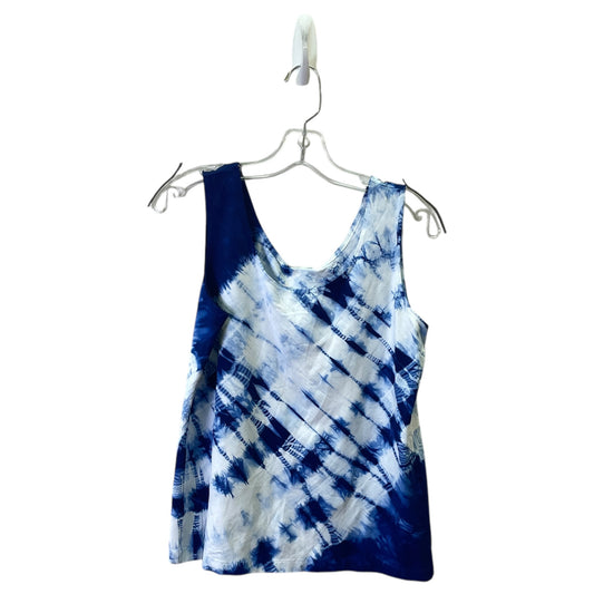 Top Sleeveless By Chicos In Blue & White, Size:M