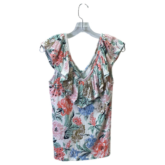 Top Sleeveless By Loft In Orange & White, Size:M