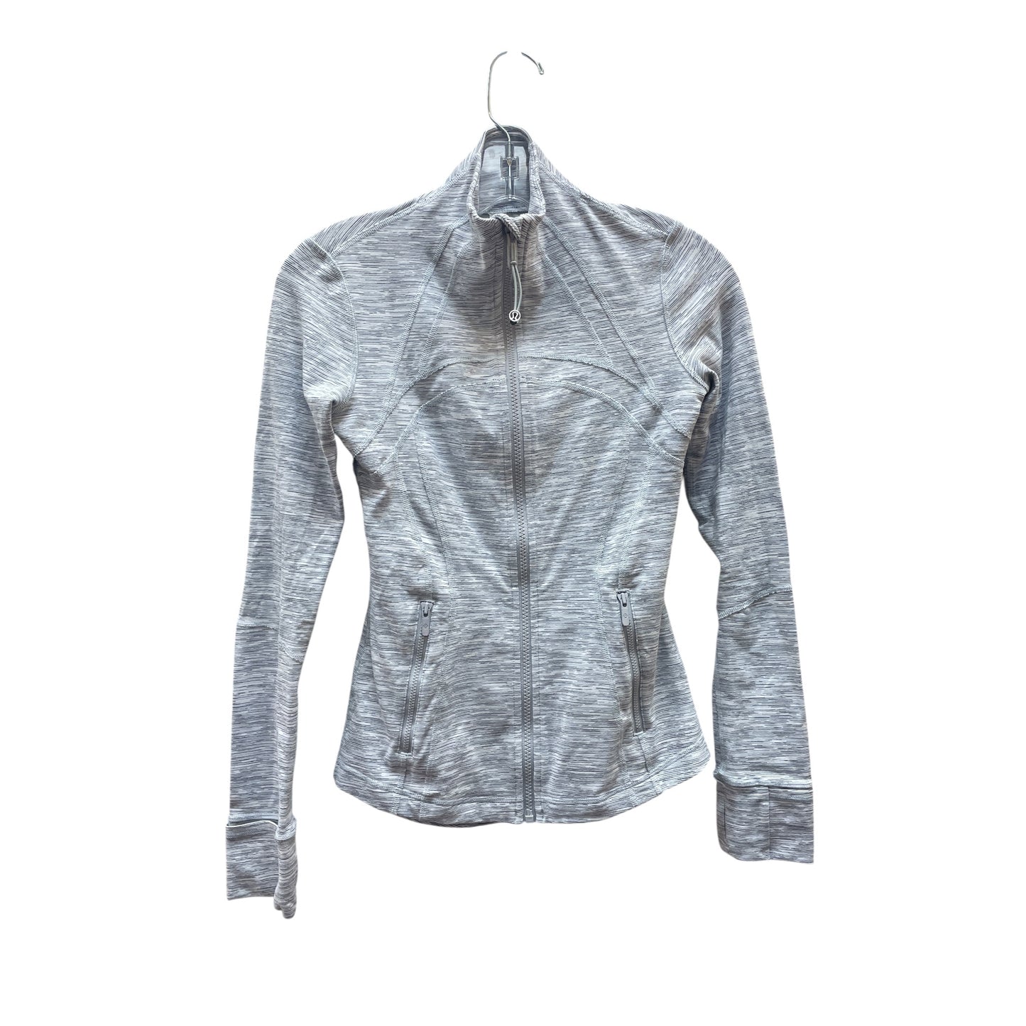 Athletic Jacket By Lululemon In Grey & White, Size:S