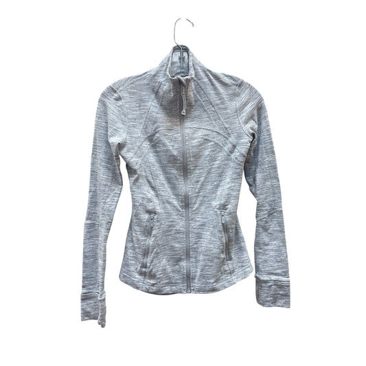 Athletic Jacket By Lululemon In Grey & White, Size:S