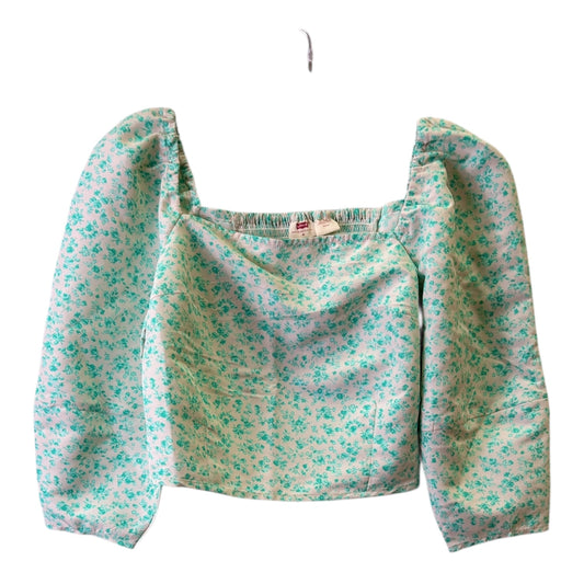 Top 3/4 Sleeve By Levis In Green & White, Size:M