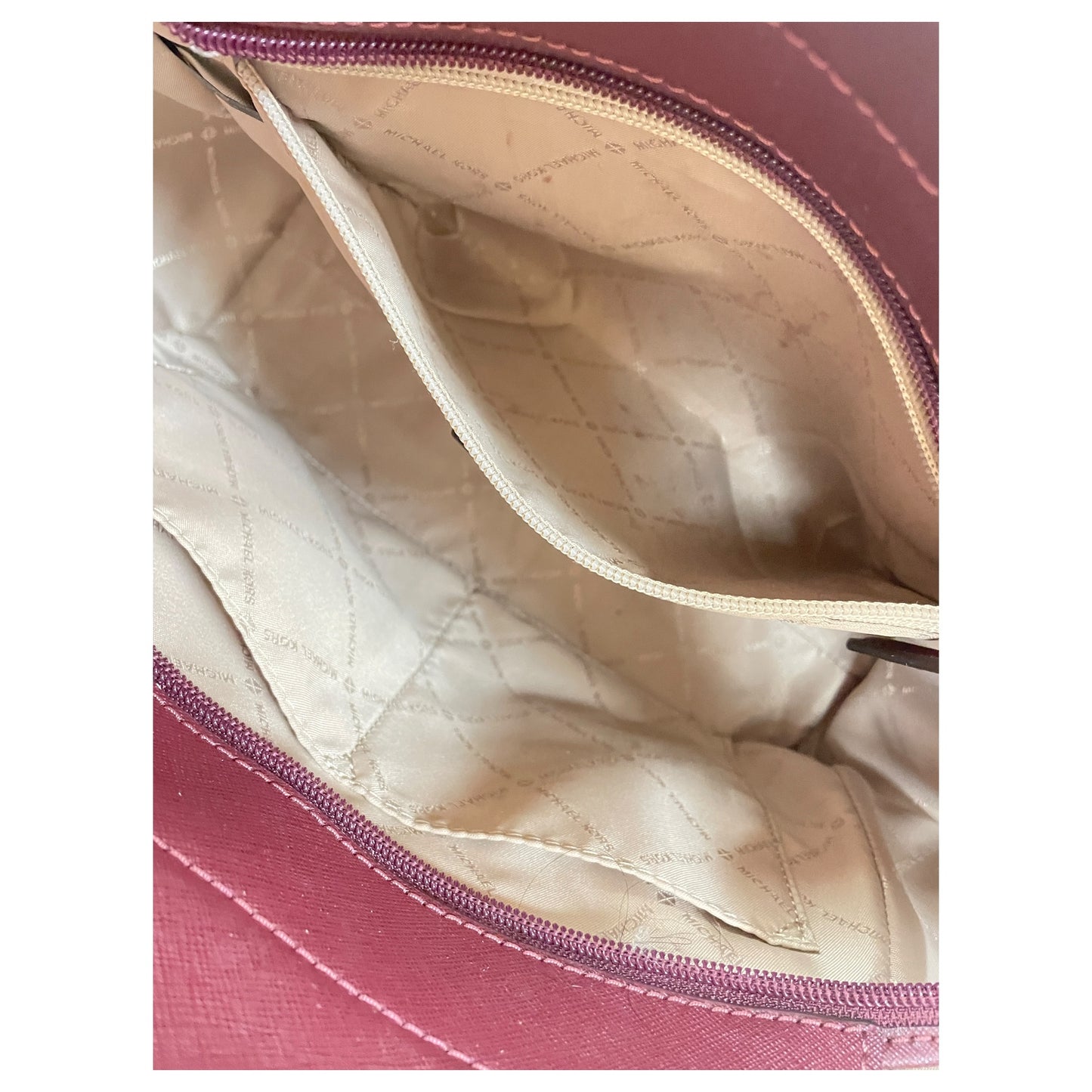 Handbag Designer By Michael Kors In Maroon, Size:Medium