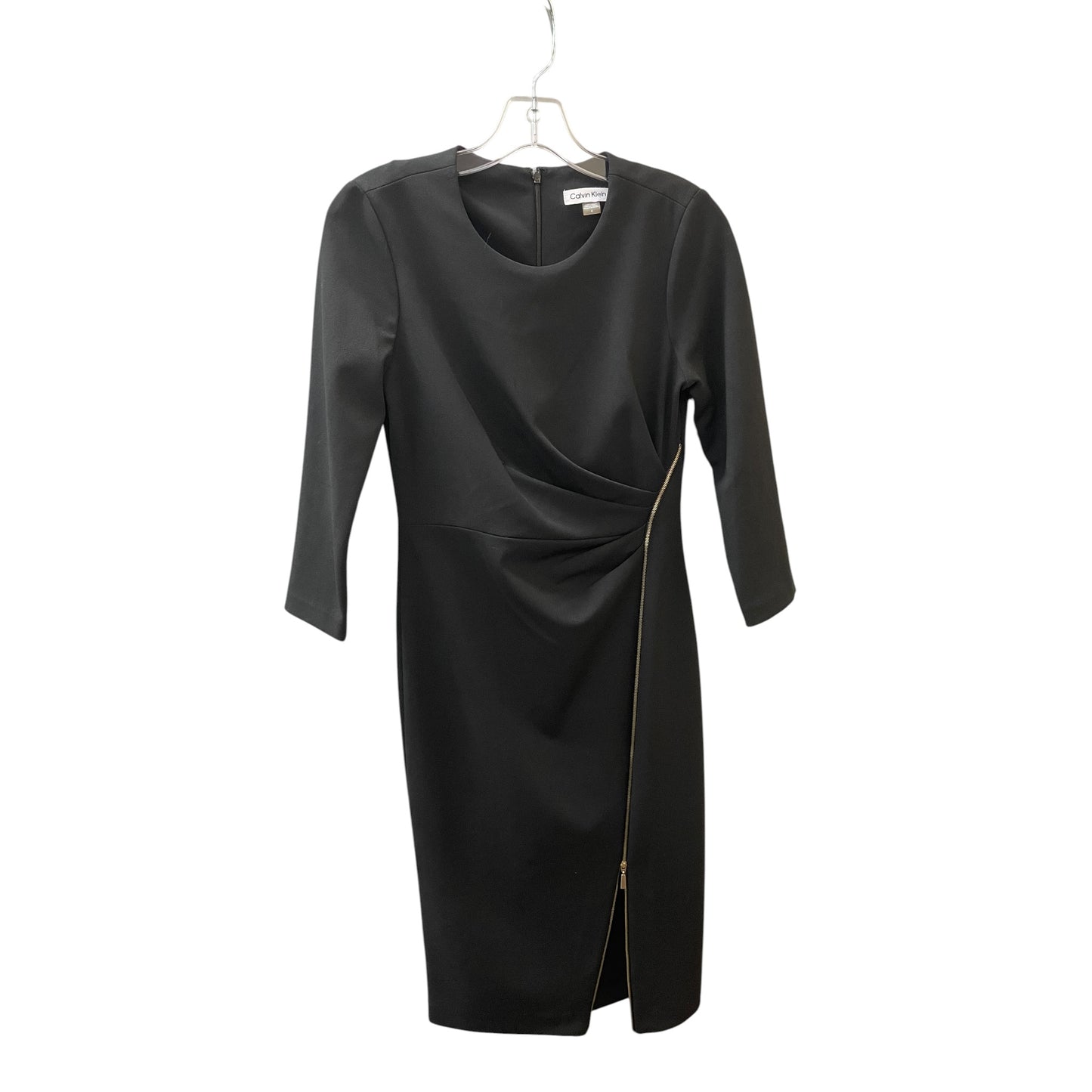 Dress Party Midi By Calvin Klein In Black & Gold, Size:S