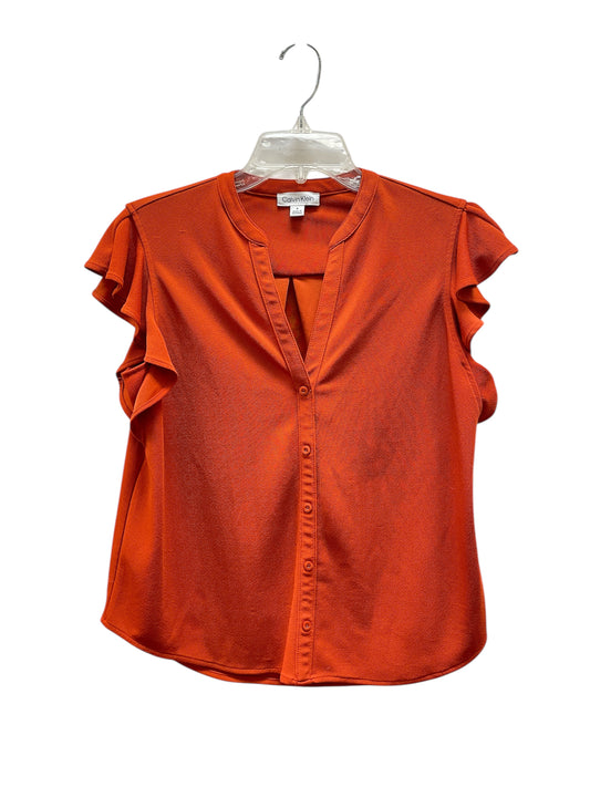Blouse Sleeveless By Calvin Klein In Orange, Size:S