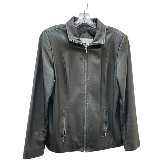 Jacket Leather By Valerie Stevens In Black, Size:L