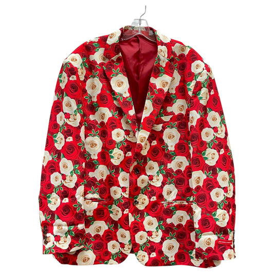 Blazer By SHINEST In Cream & Red, Size:1X